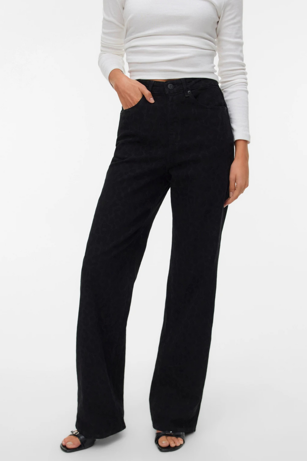 Tessa Wide Jeans Animale Stampa - Nero Leopardo in denim