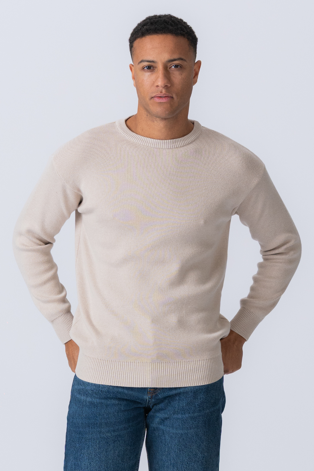 Maglione a maglia da equipaggio - beige leggero