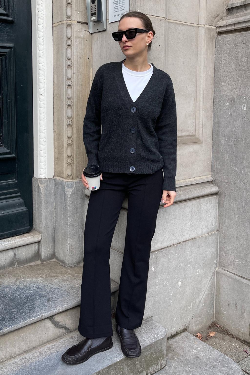 Cardigan a maglia - melange grigio scuro