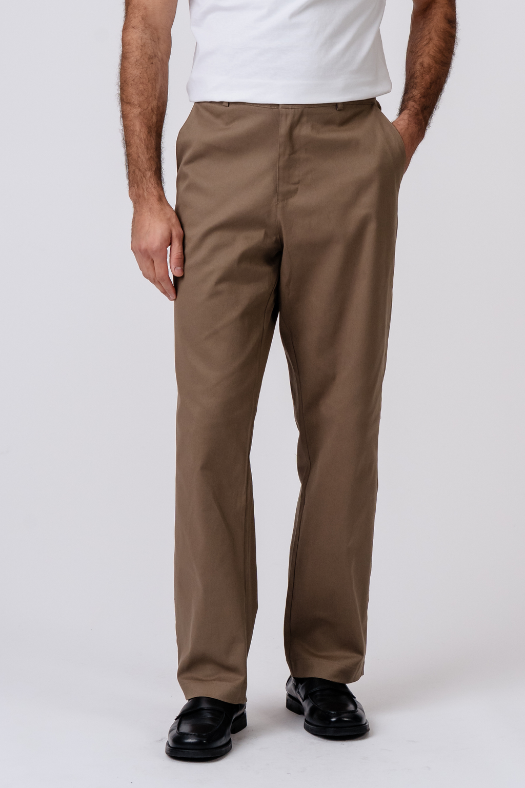 Chino dritto in cotone - Beige