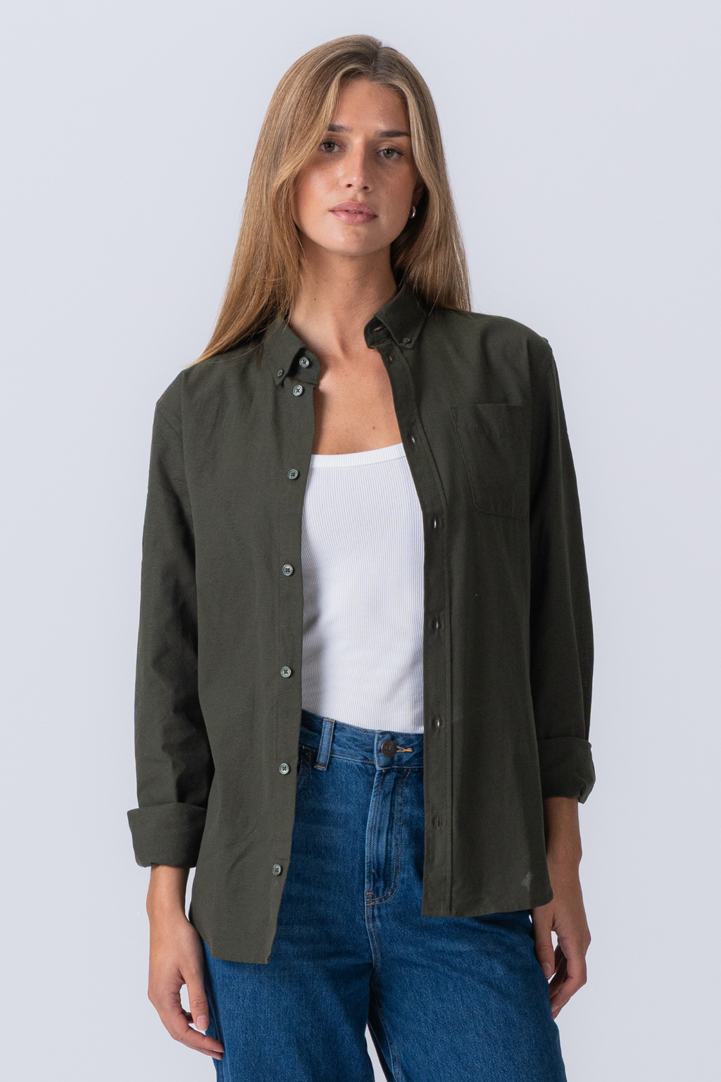 Boyfriend Oxford Shirt - Dark Green
