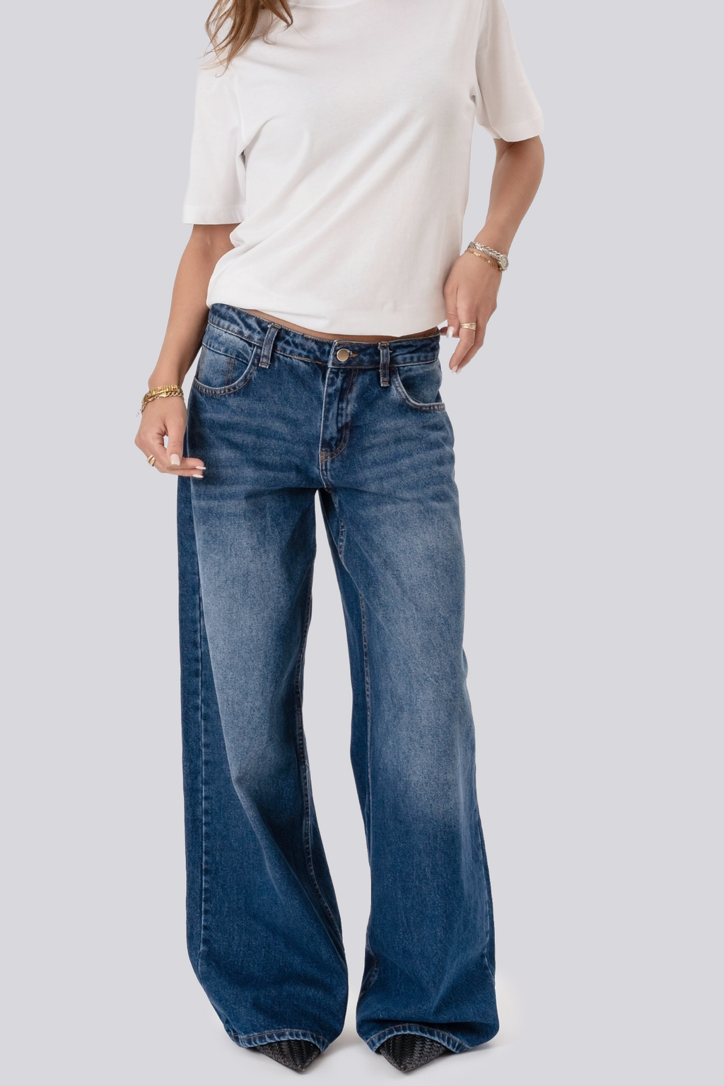 Jeans larghi Serena - Blu medio