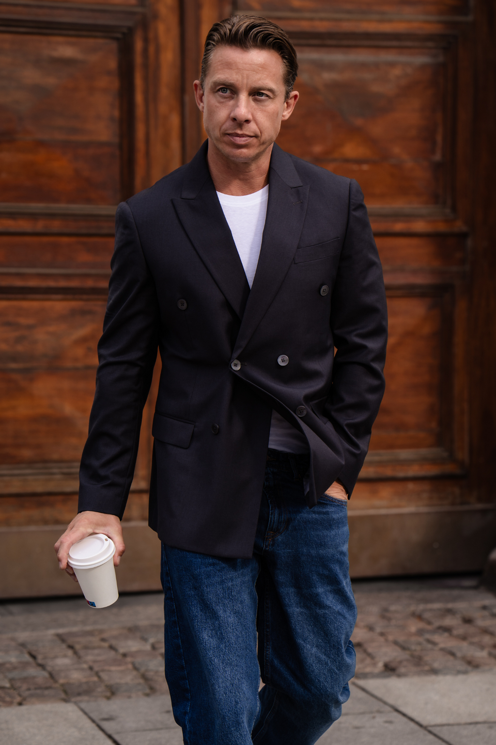 Premium Blazer a doppio petto - Nero