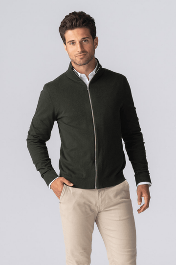 Cardigan con zip - Esercito