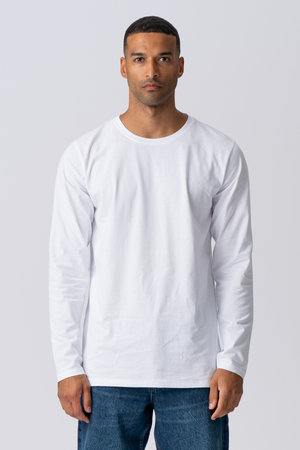 T-shirt a maniche lunghe di base-bianco