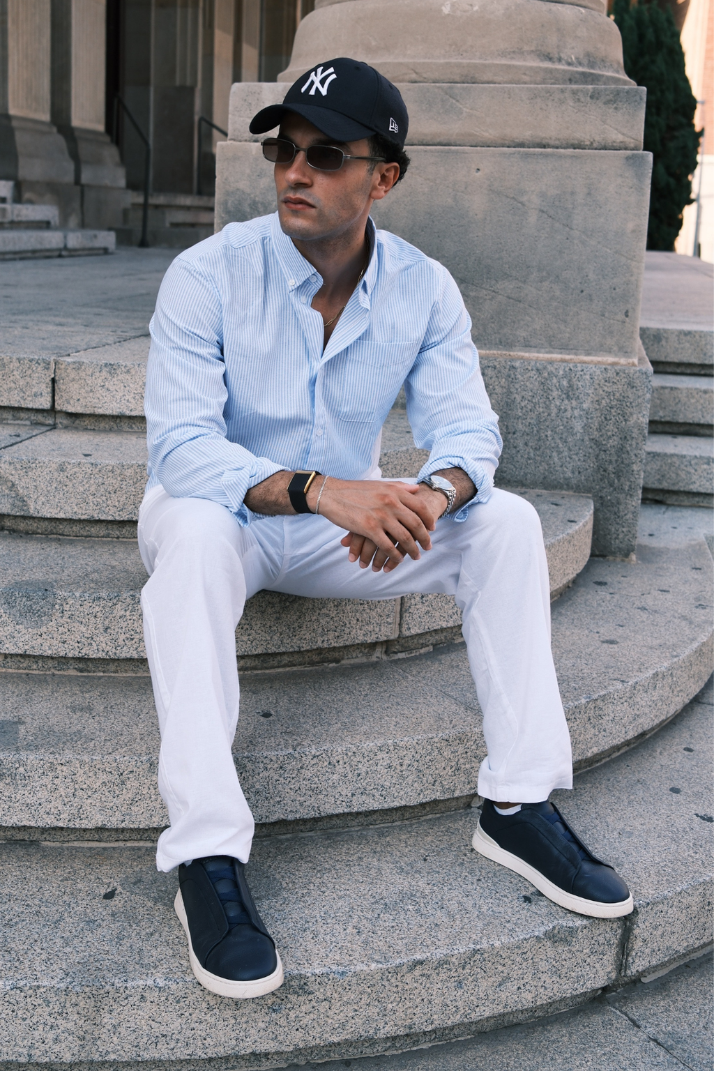 The Original Performance Shirt Oxford - azzurro/bianco