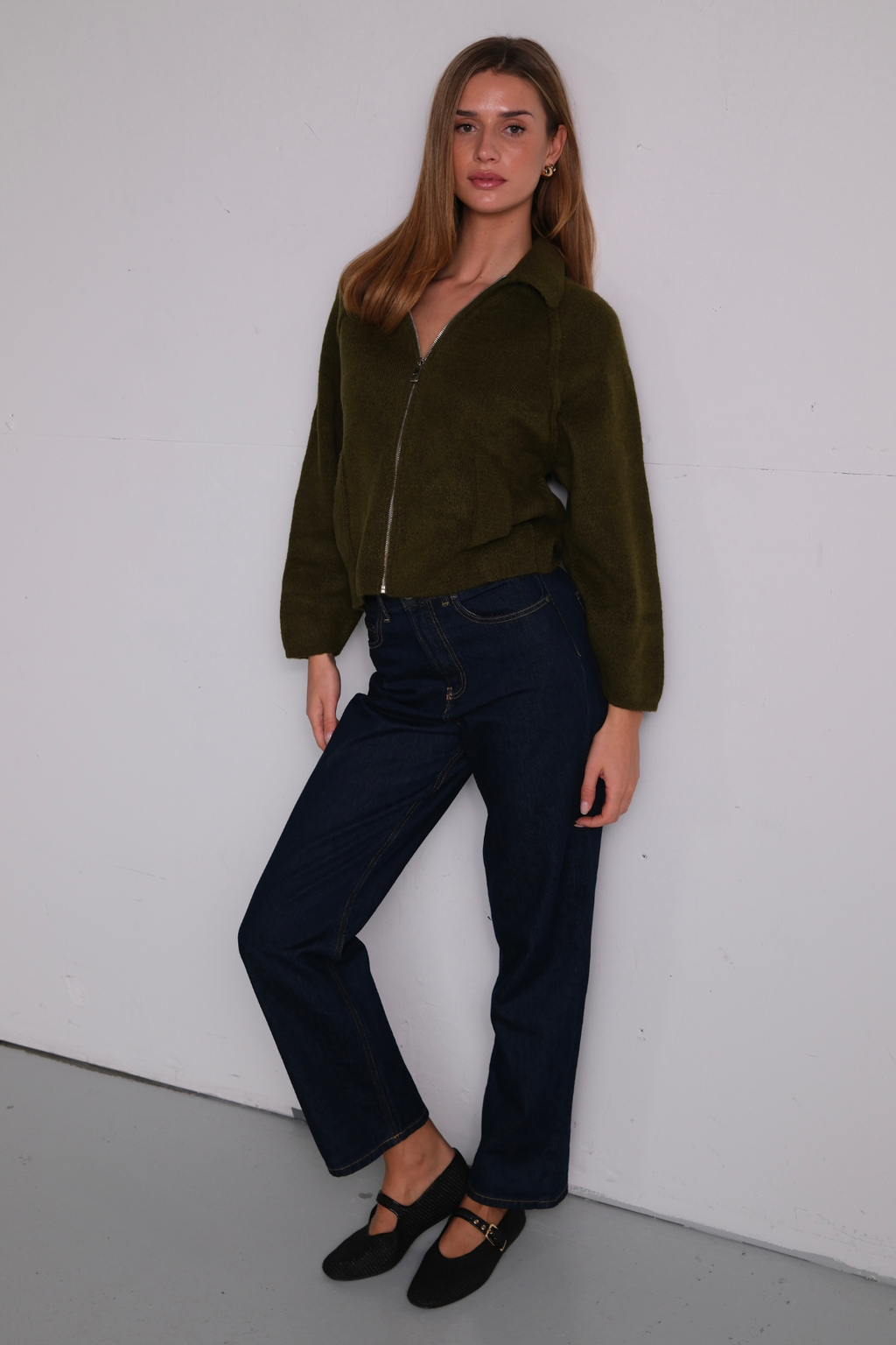 Cerniera in maglia Selma - Cachi