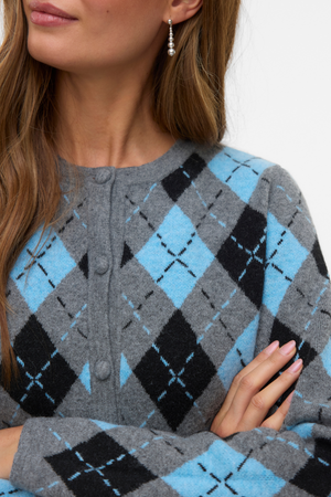Giorgia O -Neck Cardigan - Media medio grigio