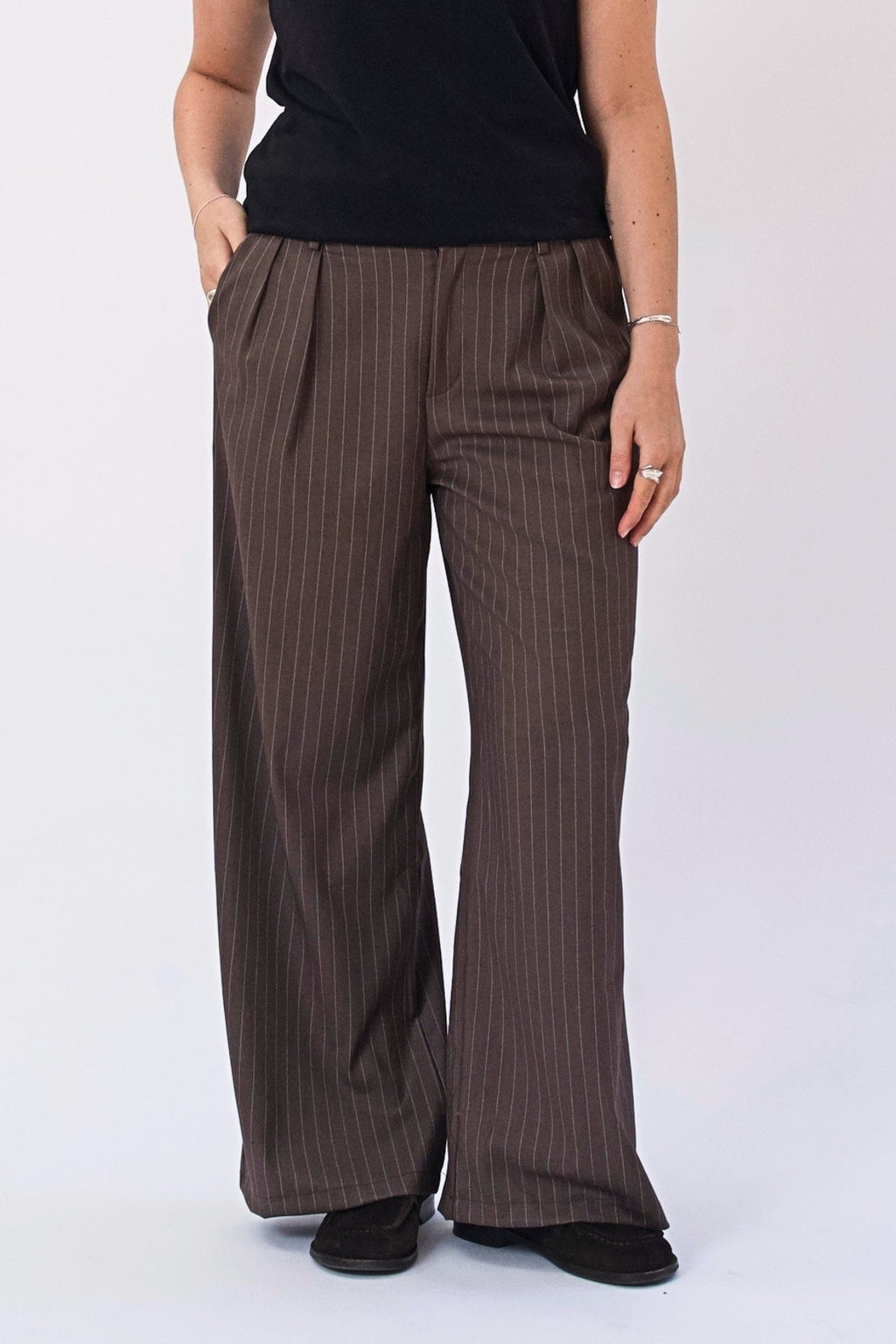 Paloma gessato Pants - Tabacco