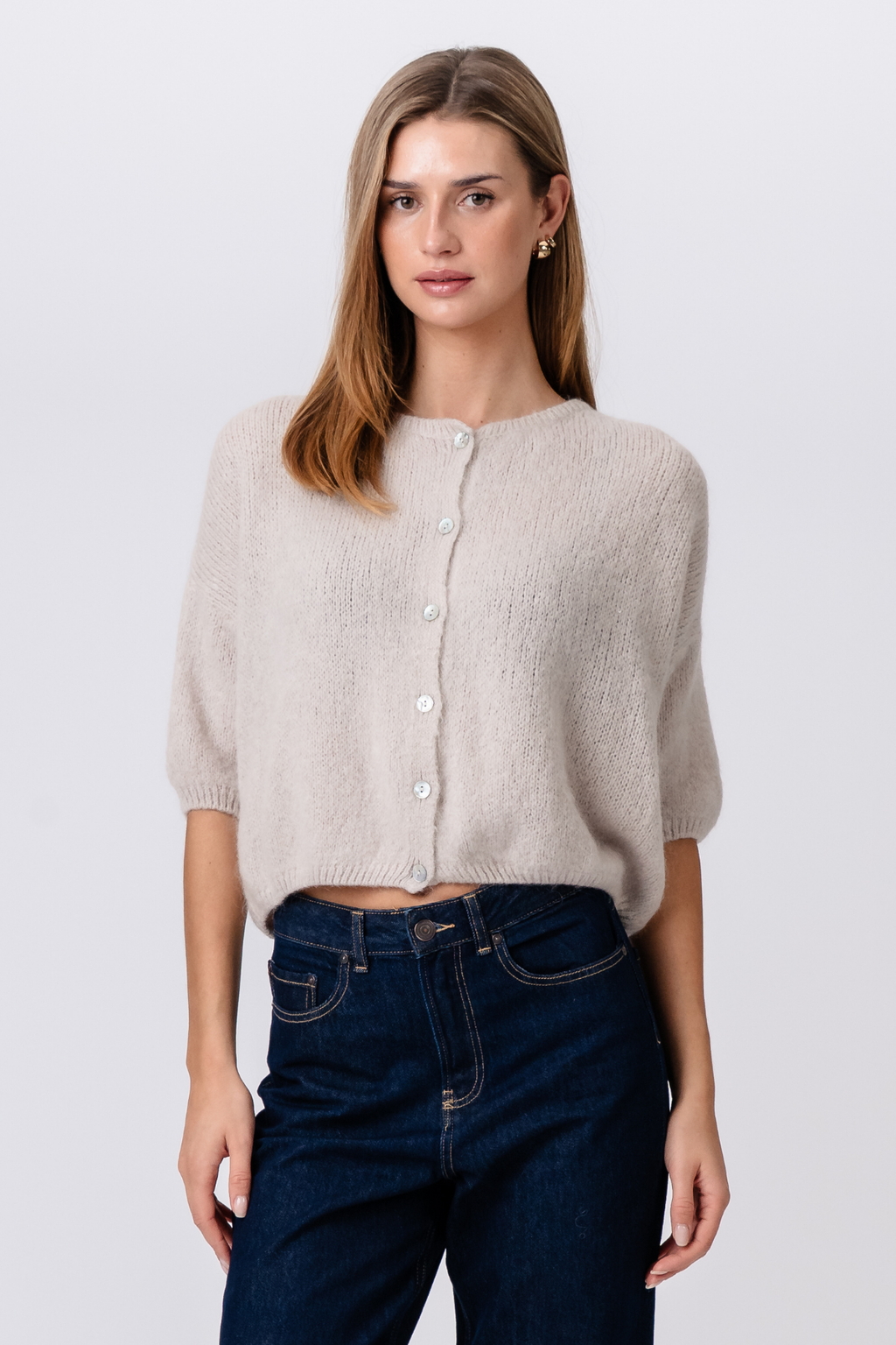 Mary Short Sleeved Knit - Beige