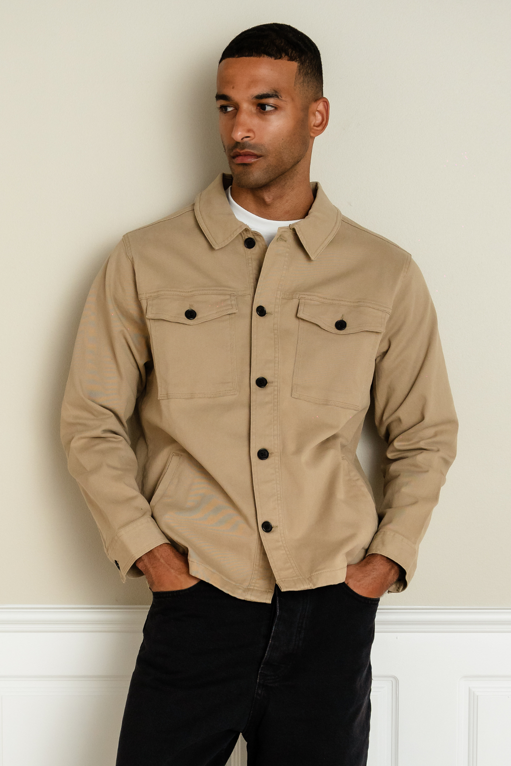 Twill Openshirt - Sabbia scura