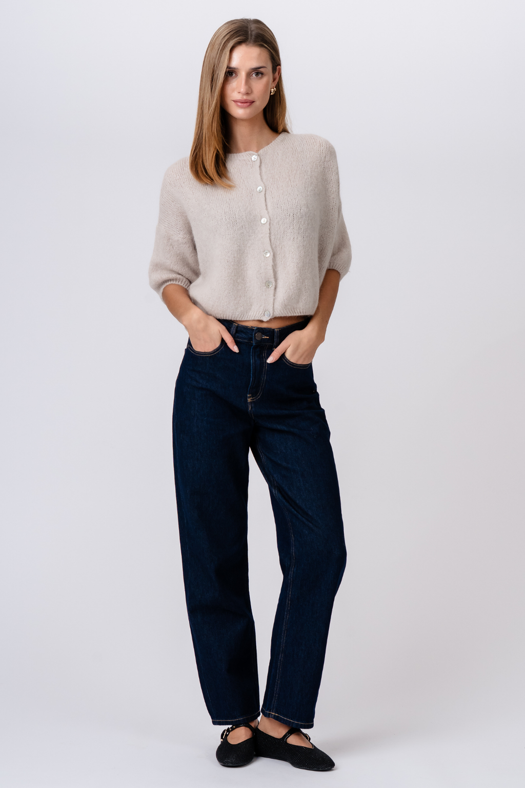 Mary Short Sleeved Knit - Beige