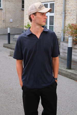 Atlas Textured Polo - Navy