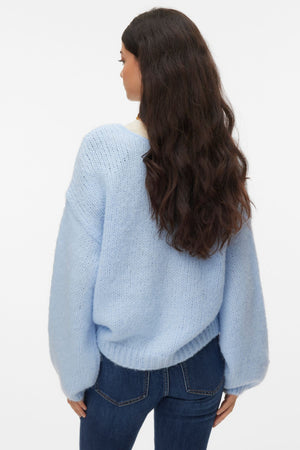 Maybe 2way V-Neck Pullover - Cashmere Blue