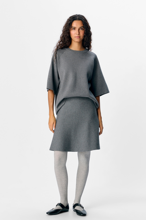 REYNARD HW Short Knit Gonna - Melange grigio medio