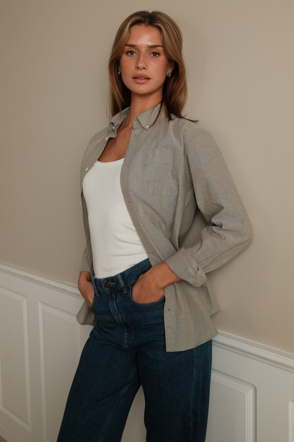 Fidanzato oxford camicia - grigio
