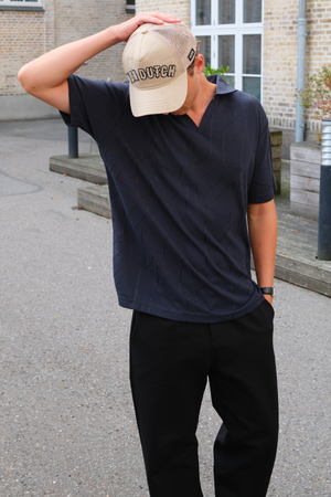 Atlas Textured Polo - Navy