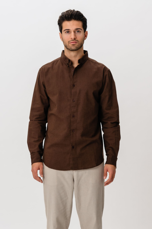 Camicia di lino - caffè