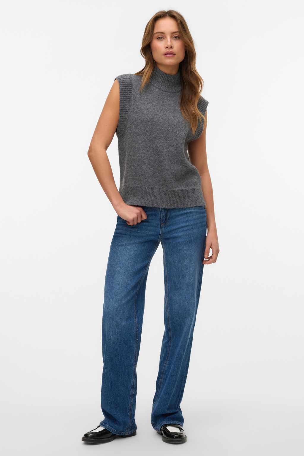 Wow Highneck Vest - Medium Grey Melange