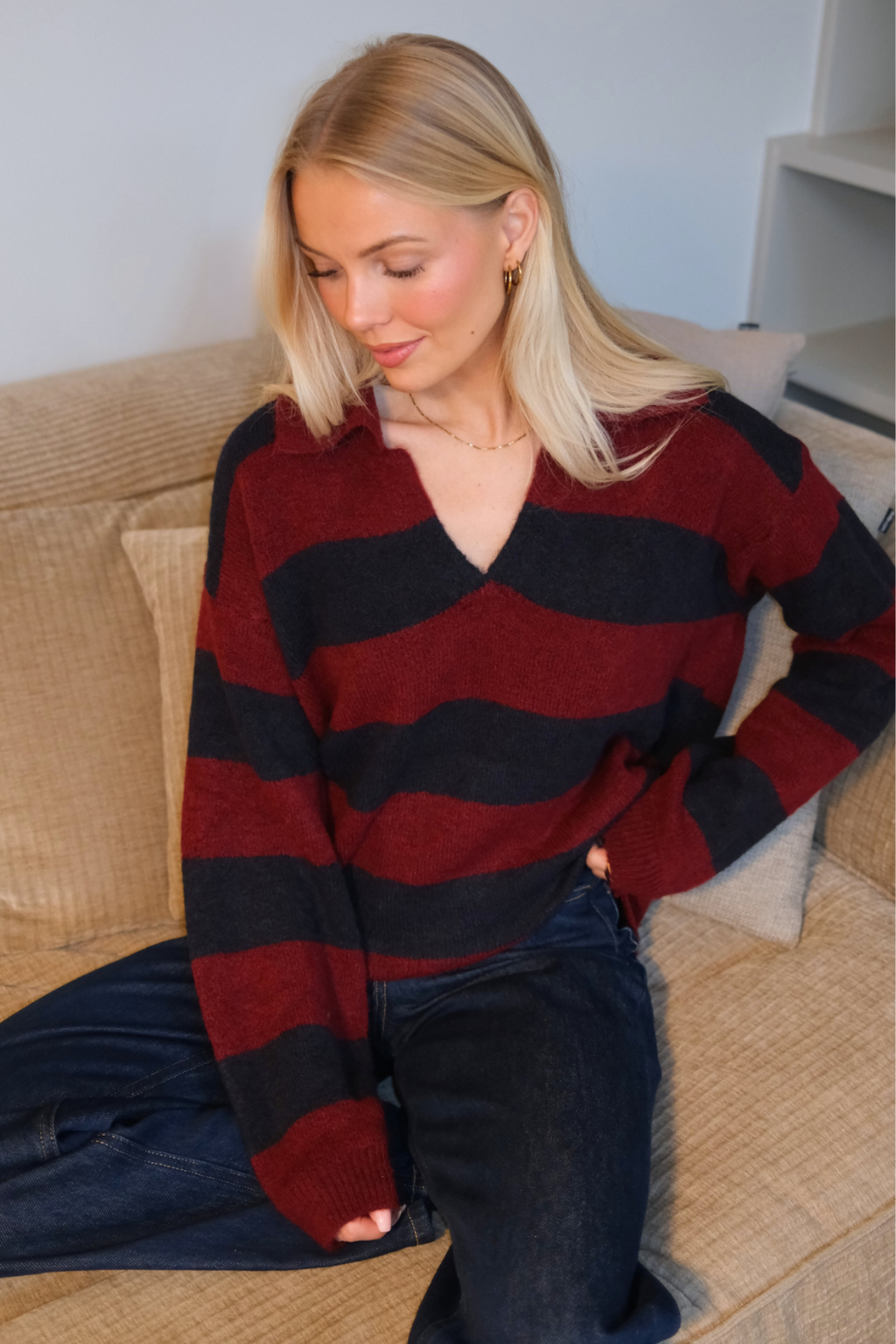 Nora Knit - Borgogna/Blu intenso