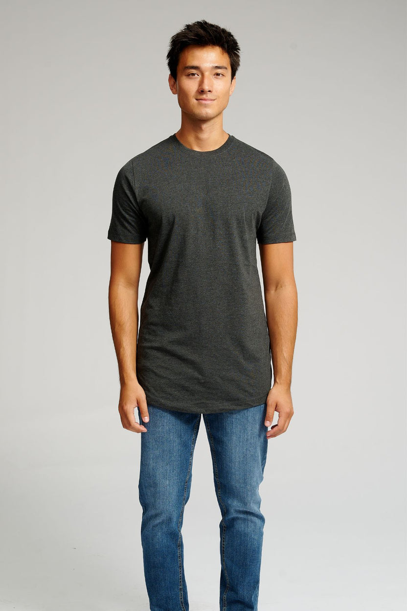 T -shirt lunga - melange grigio scuro