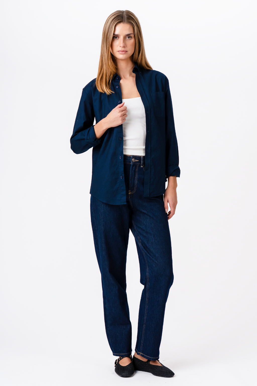 Boyfriend Oxford Shirt - Navy