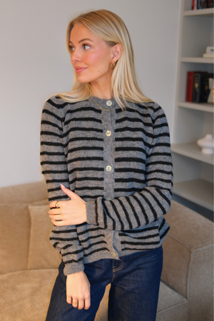 Cardigan in maglia a righe Crizette - Grigio/Nero