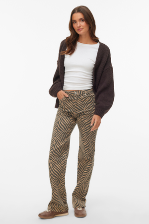 Tessa Wide Stretch Jeans - Silver Mink Zebra
