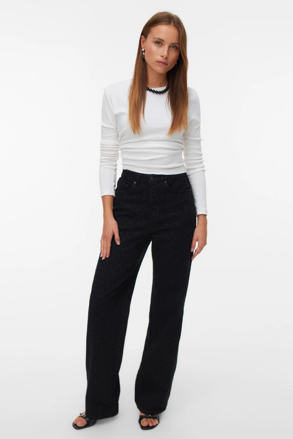 Tessa Wide Jeans Animale Stampa - Nero Leopardo in denim