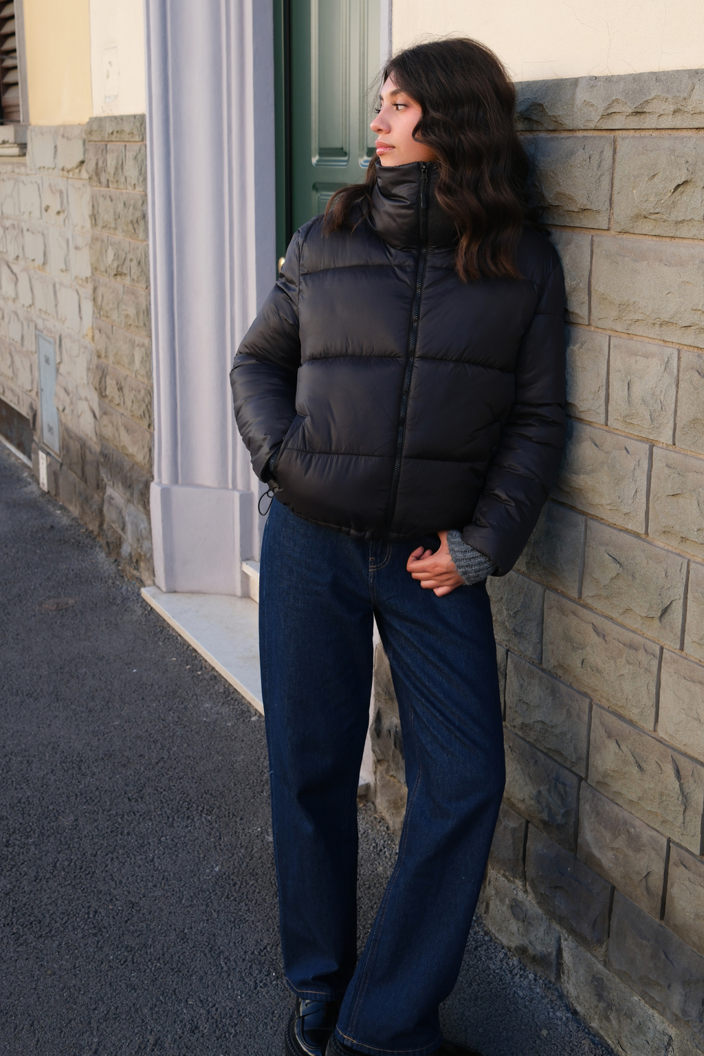 Giacca a puffer corta - Nero