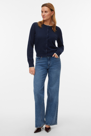 Meraviglioso cardigan con scollo a O - Blazer blu scuro con. Betulla