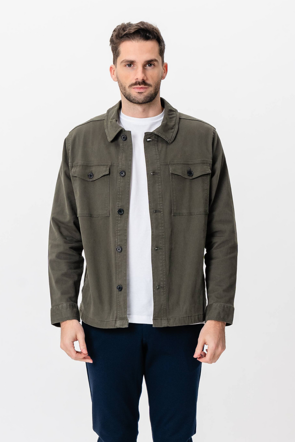 Twill Openshirt - Oliva scura