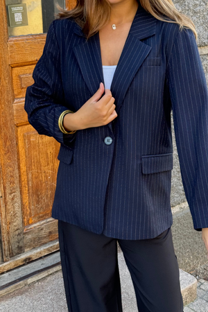 Blazer di grandi dimensioni - Pinstripe blu scuro