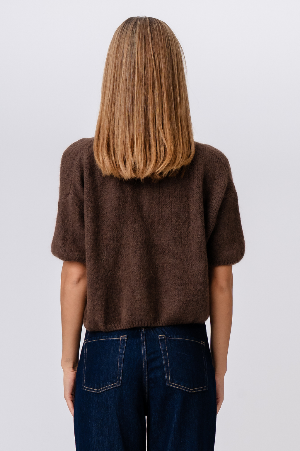 Mary Short Sleeved Knit - Brown