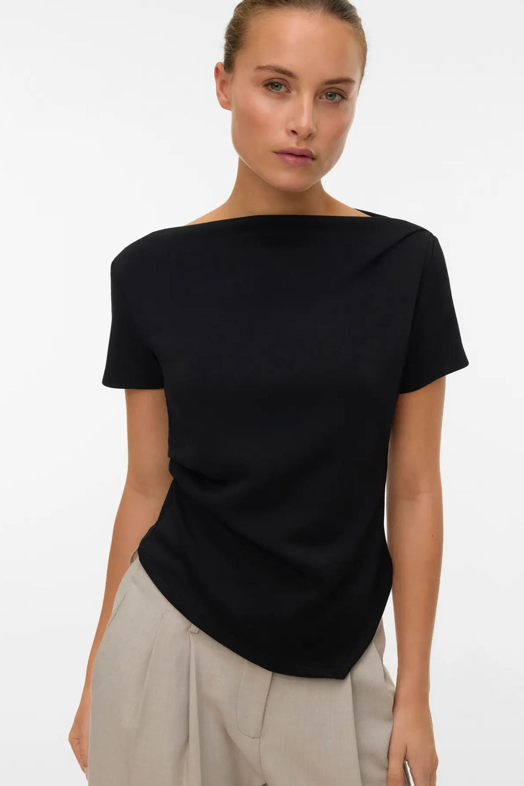 Mille Boatneck Short Top - Black