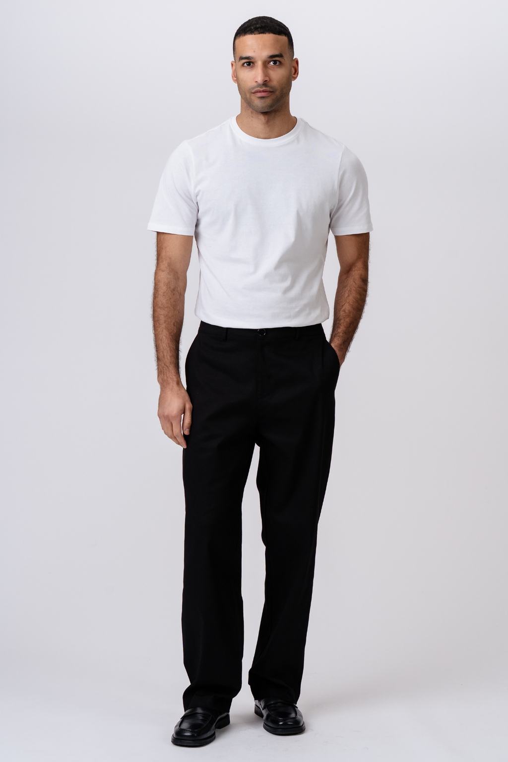 Chino dritto in cotone - Nero
