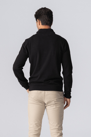 Pullover con mezza zip - Nero