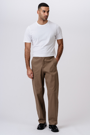 Chino dritto in cotone - Beige