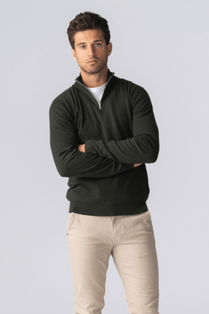 Pullover con mezza zip - Esercito