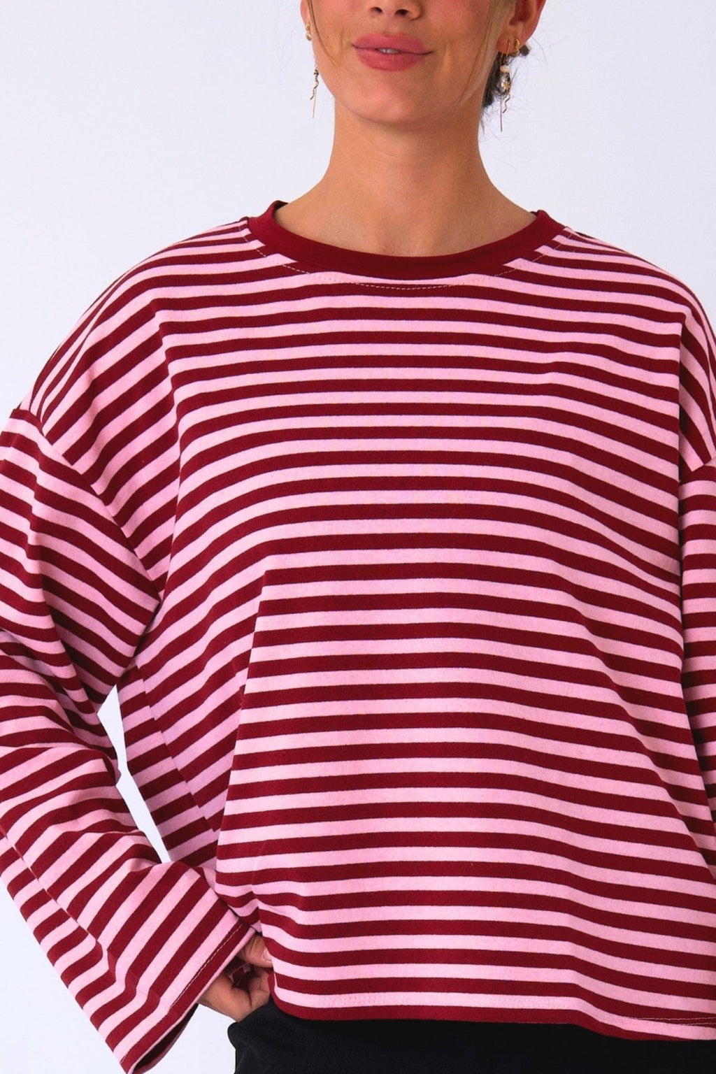 Cleo Blouse - Burgundy/Pink