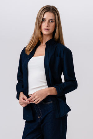 Camicia Oxford Boyfriend - Blu scuro