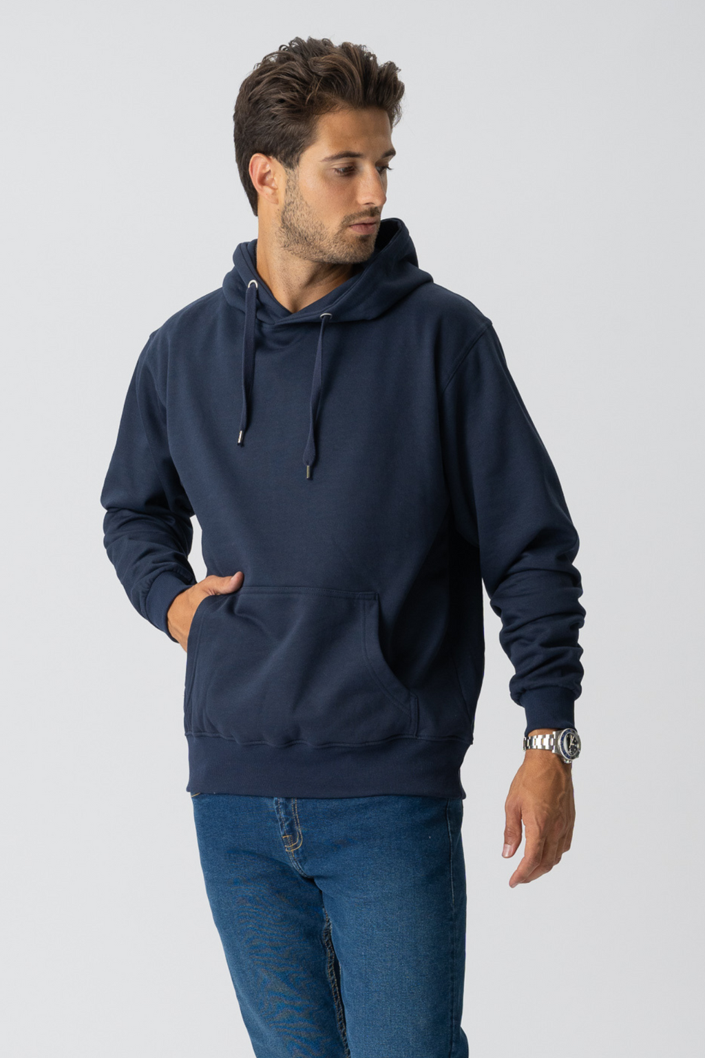 Felpa con cappuccio di base - Navy oscuro