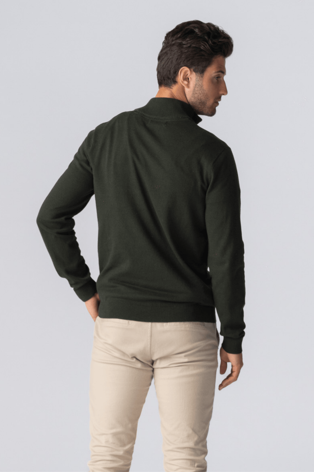 Pullover con mezza zip - Esercito