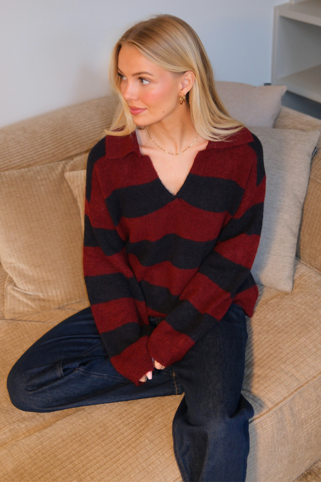 Nora Knit - Borgogna/Blu intenso