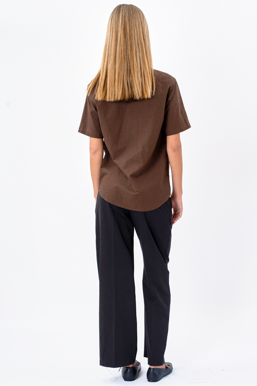 Camicia in lino a maniche corte - Marrone
