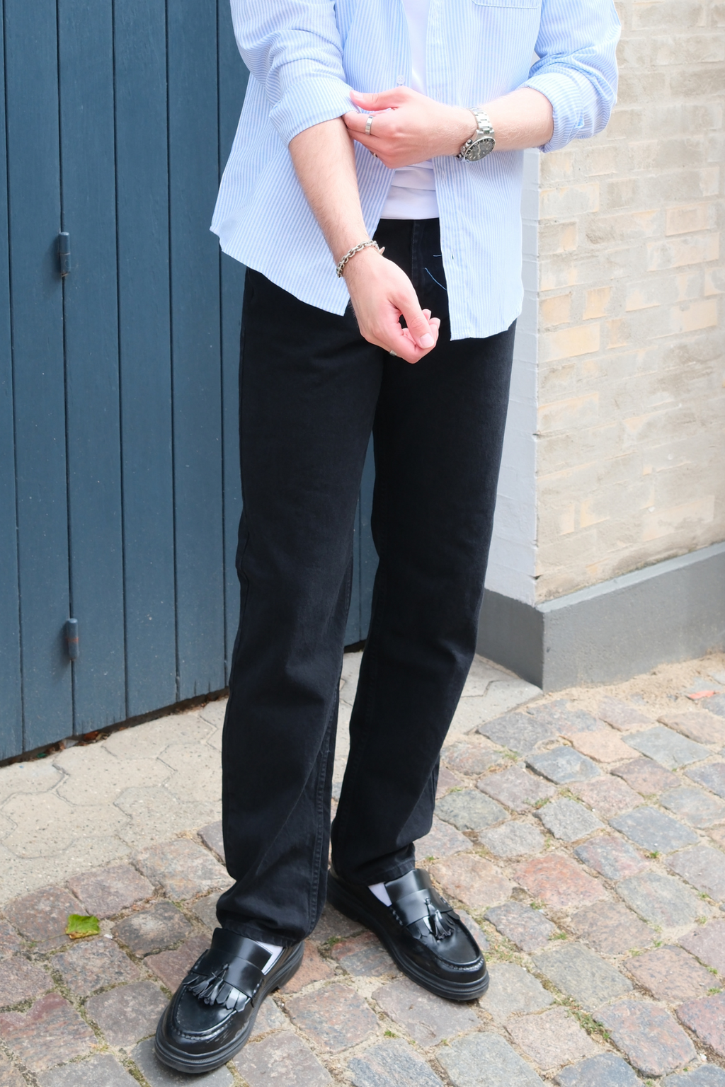 Jeans in forma rilassata - nero solido