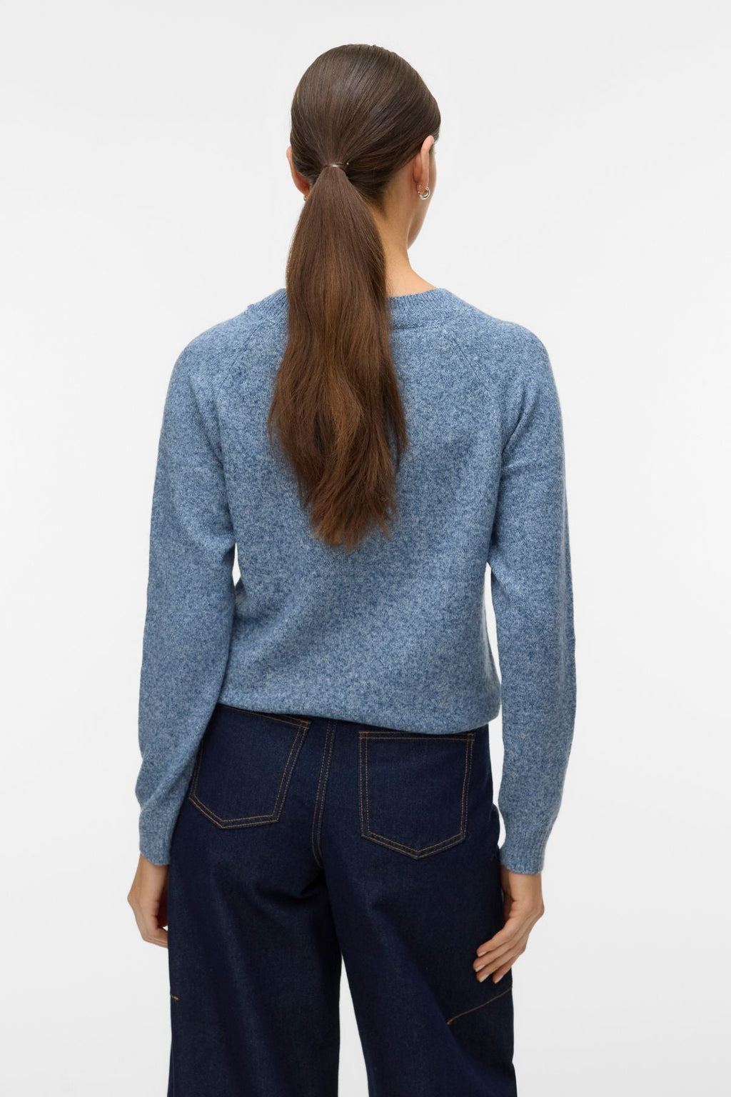 Camicetta Doffy con scollo a O - Denim scuro con. Bianco melange