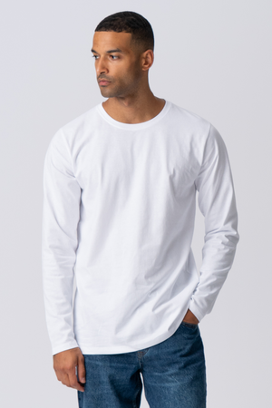 T-shirt a maniche lunghe di base-bianco