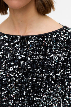 Bella Short Dress - Black Silver