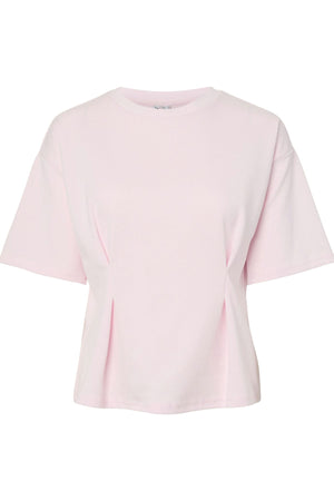 T-shirt aderente con scollo a O Skylar - Rosa culla